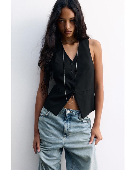 Pull&Bear Blue Open Back Tailored Fit Waistcoat