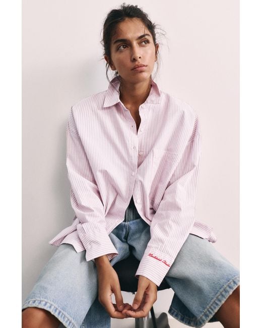 Chemise À Rayures Brodée Pull&Bear en coloris Pink