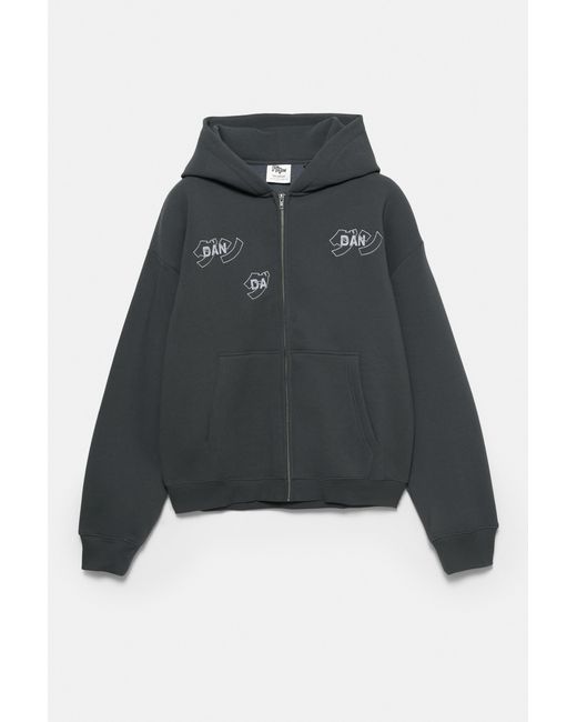 Pull&Bear Black Dan Da Dan Zip-Up Hoodie for men