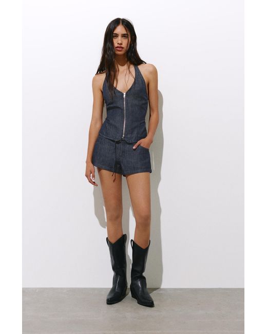 Pull&Bear Brown Denim Shorts With Belt