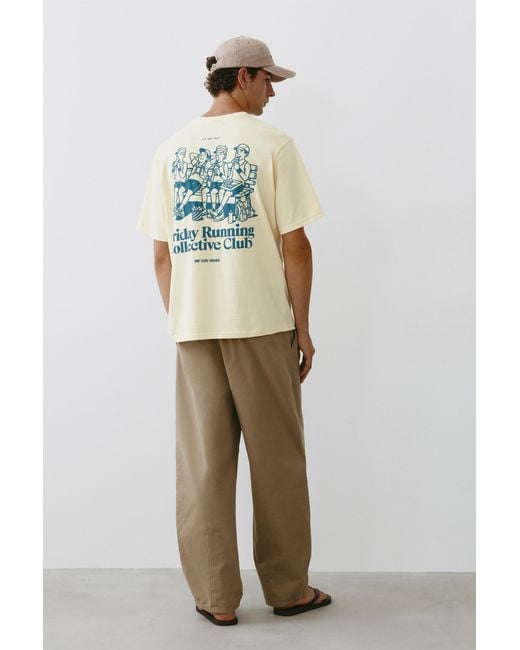 Pull&Bear Natural Friday Running Club Graphic T-Shirt for men