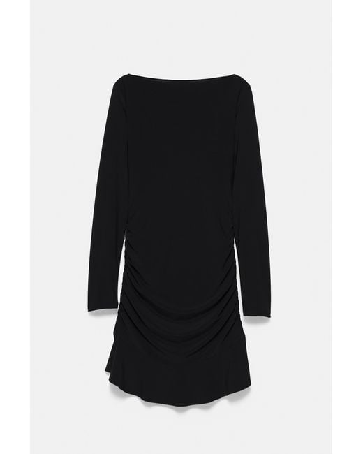 Robe Courte Froncée Pull&Bear en coloris Black