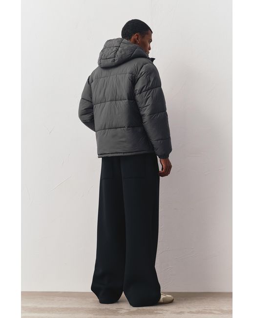 Pull&Bear Gray Padded Jacket With Hood for men