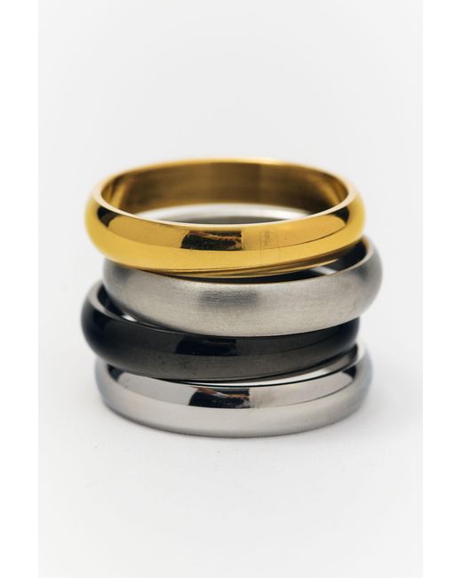 Pull&Bear Multicolor Pack Of 4 Basic Rings for men