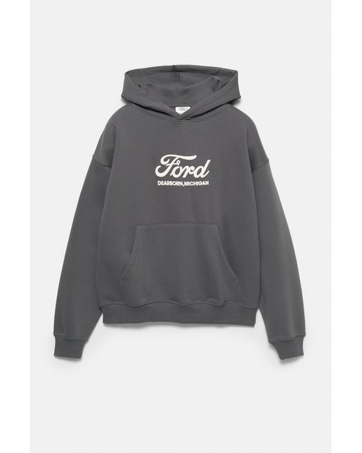 Pull&Bear Gray Ford Hoodie for men