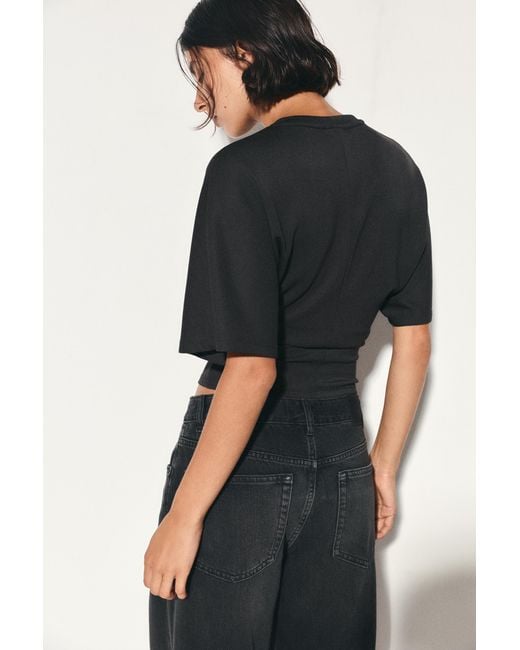Pull&Bear Black Modal Batwing Sleeve T-Shirt