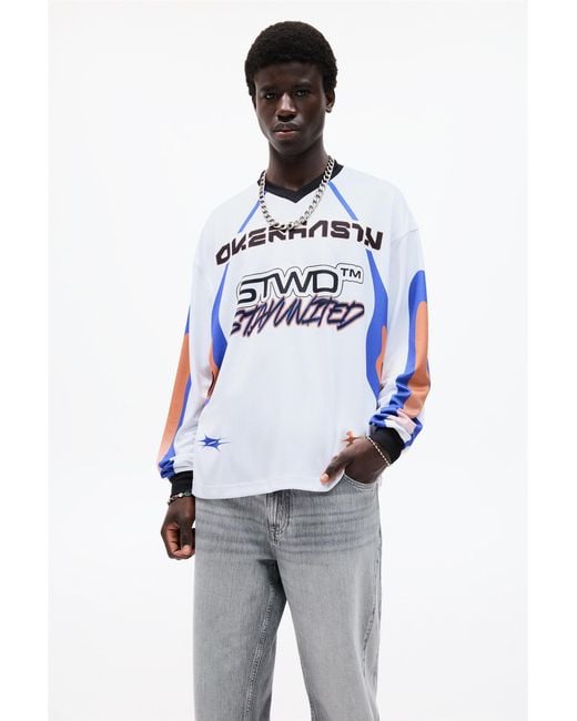 Pull&Bear White Stwd Racing T-Shirt for men