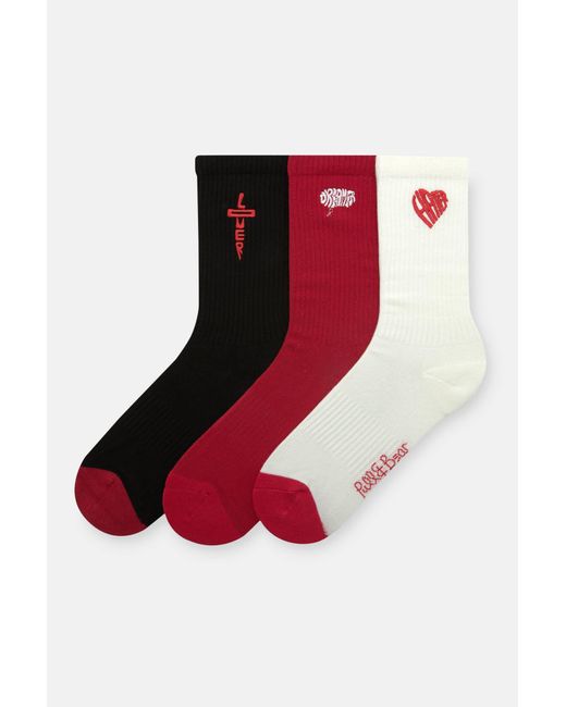 Pull&Bear Red Pack Of Socks With Heart Prints for men