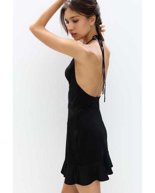 Pull&Bear Black Short Dress With Open Back