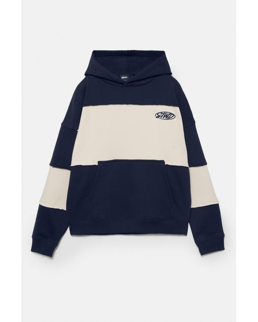 Pull&Bear Blue Stwd Studio Panel Hoodie for men