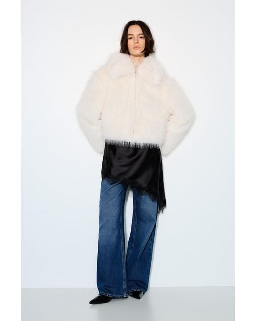 Pull&Bear Natural Faux Fur Jacket