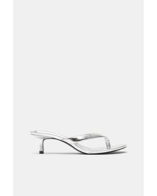 Pull&Bear Blue Metallic Heeled Sandals