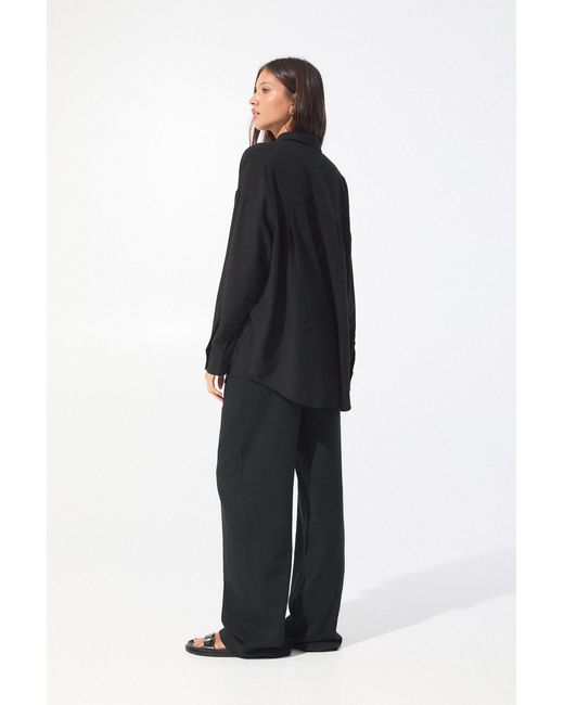 Pull&Bear Black Rustikales Oversize-Hemd