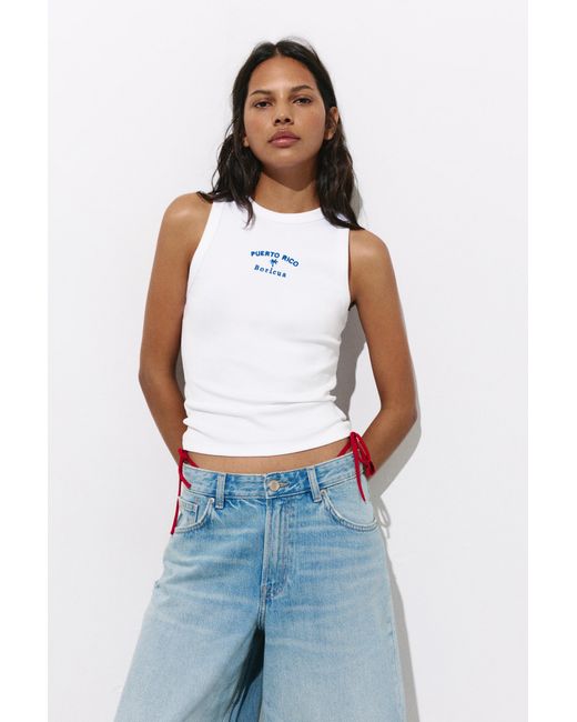Pull&Bear White Puerto Rico Tank Top