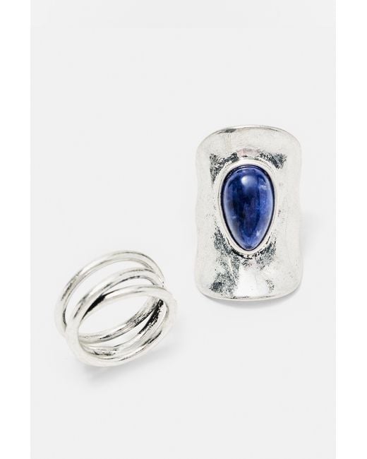 Pull&Bear Set Ringen Met Steen in het White