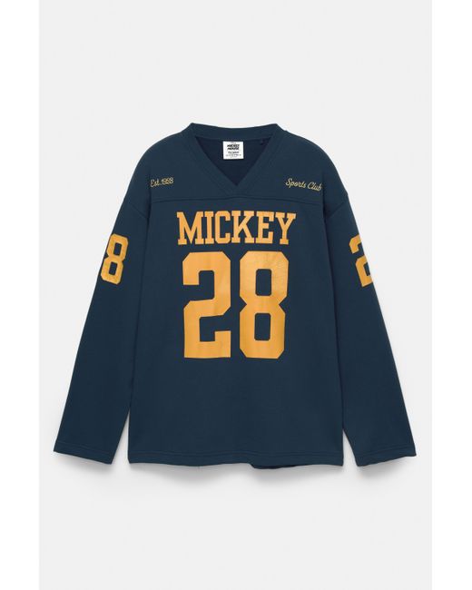 Pull&Bear Mickey Mouse Fußball-Sweatshirt in Blue für Herren