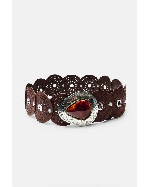 Pull&Bear Brown Belt With Circle Buckle