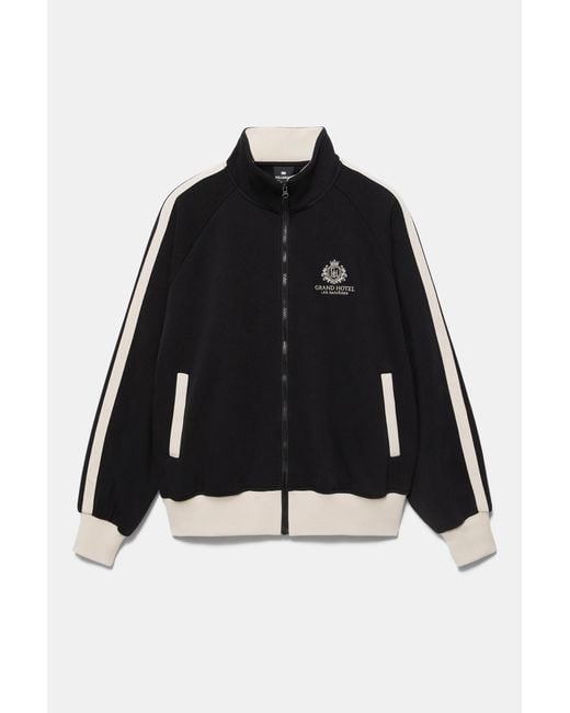 Pull&Bear Black Paneled High-Neck Jacket for men