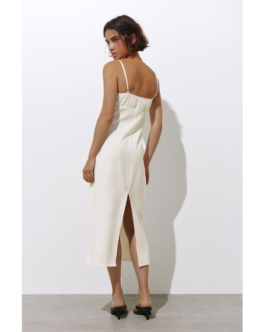 Pull&Bear White Linen Blend Midi Dress