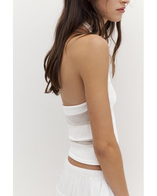 Pull&Bear Blue Sheer Halter Top