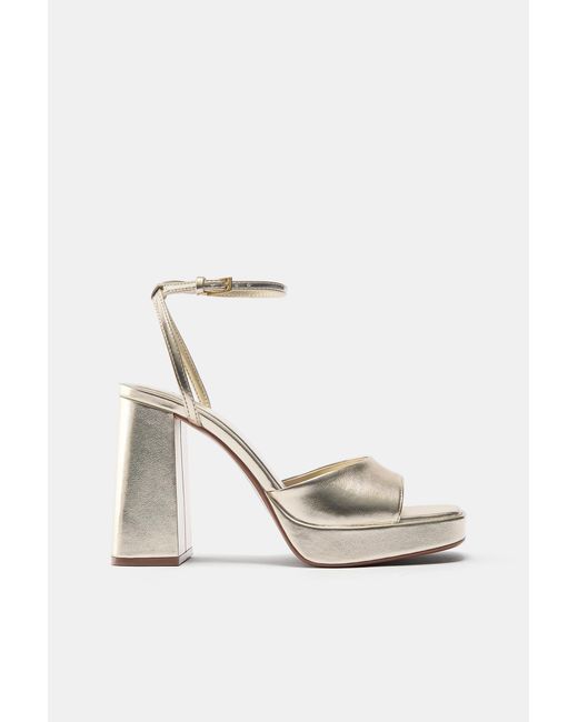 Pull&Bear White Platform High-Heel Sandals