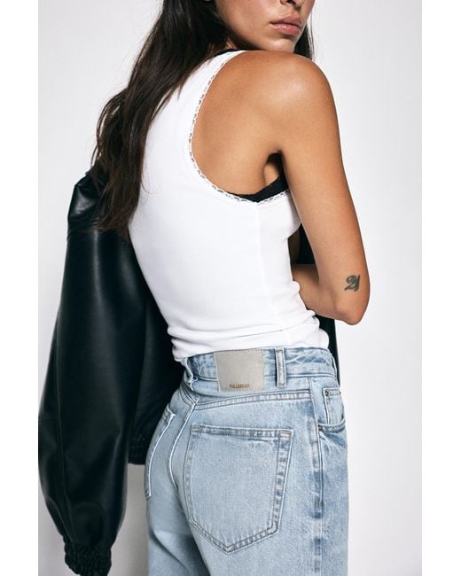 Jean Wide Straight Taille Haute Pull&Bear en coloris Blue