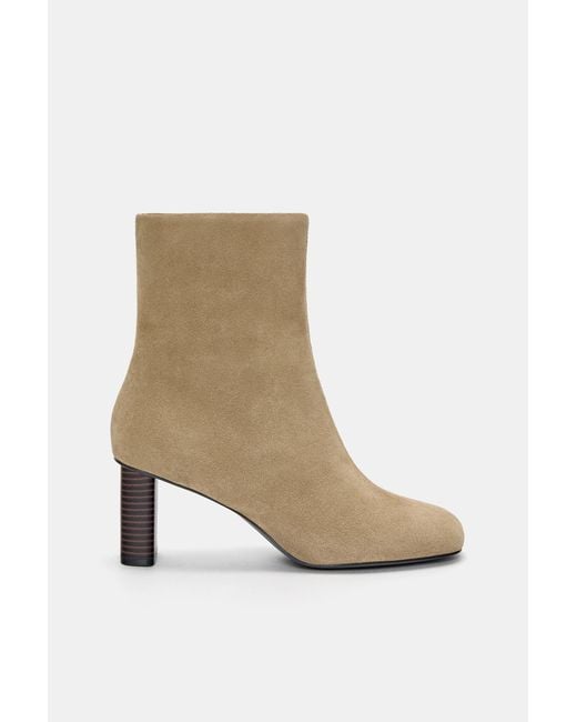 Pull&Bear White Leather High-Heel Ankle Boots