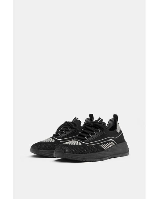 Pull&Bear Black Fabric Trainers for men