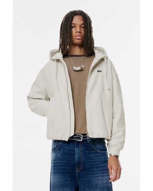 Pull&Bear Blue Stwd Hooded Bomber Jacket for men