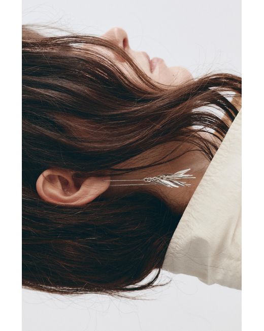 Pull&Bear White Leaf Dangle Earrings