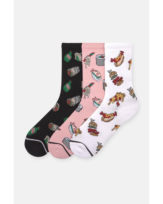 Pull&Bear White Food Print Socks Pack for men