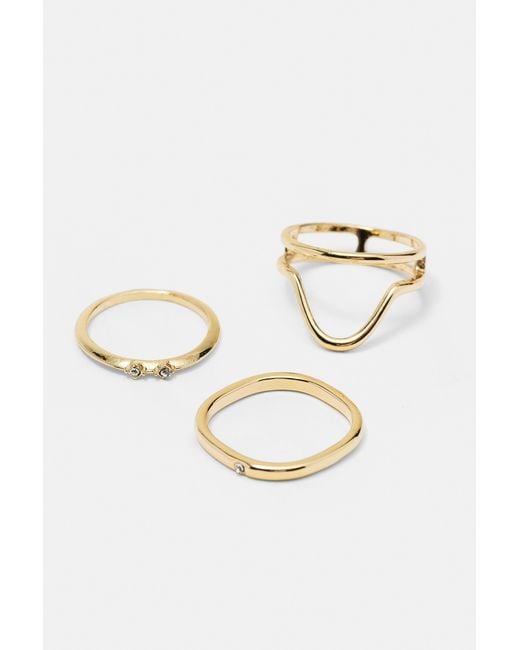 Pull&Bear White Pack Of 6 Slim Rings