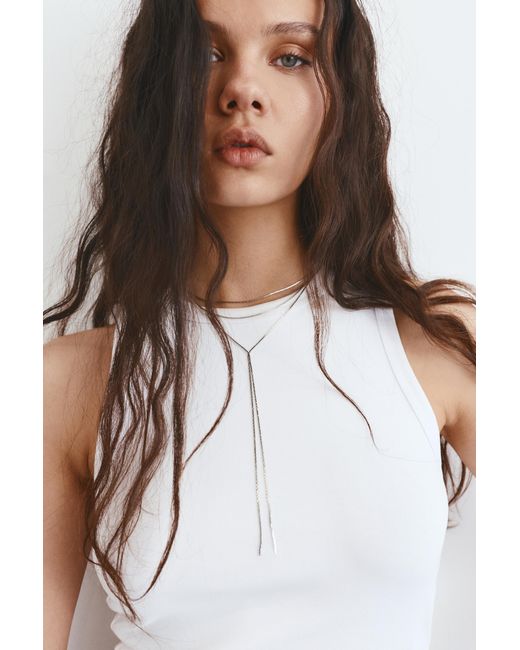 Pull&Bear White Lariat-Halskette