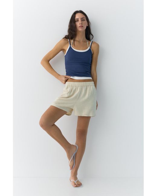 Pull&Bear Gray Linen Blend Shorts
