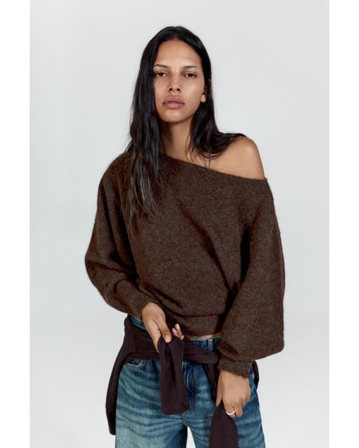 Pull&Bear Brown Asymmetric Knit Jumper