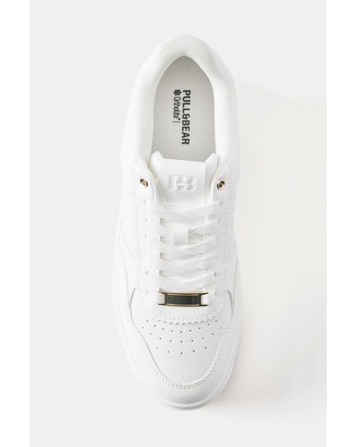 Pull&Bear Blue Platform Trainers With Detail