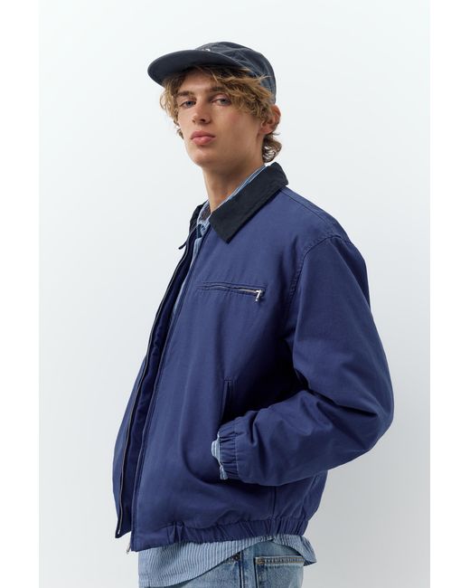 Pull&Bear Blue Jacket With Contrast Collar for men