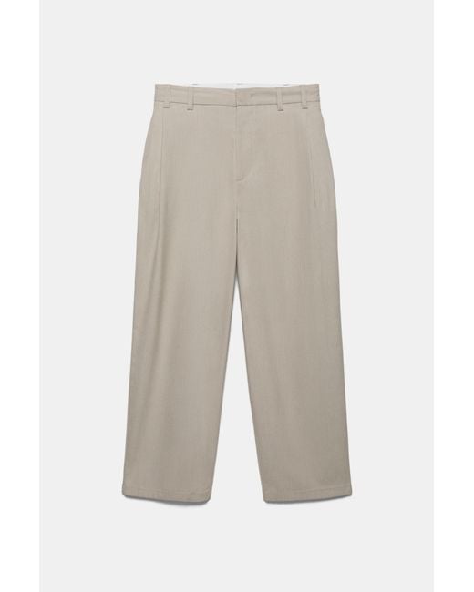 Pull&Bear Natural Tailored Darted Trousers for men