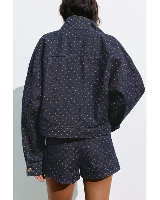 Pull&Bear Blue Polka Dot Denim Jacket
