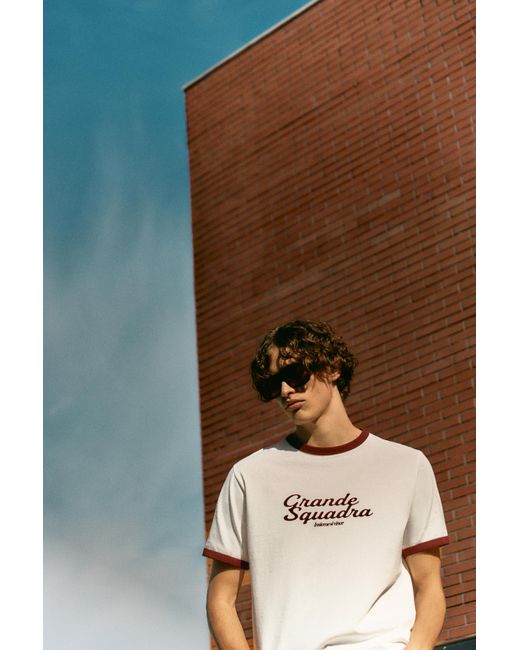 Pull&Bear Brown Grande Squadra Short Sleeve T-Shirt for men
