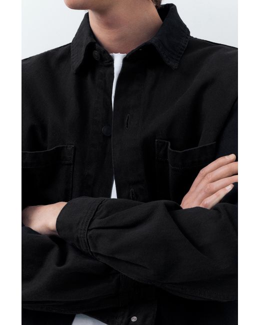 Pull&Bear Black Denim Overshirt for men