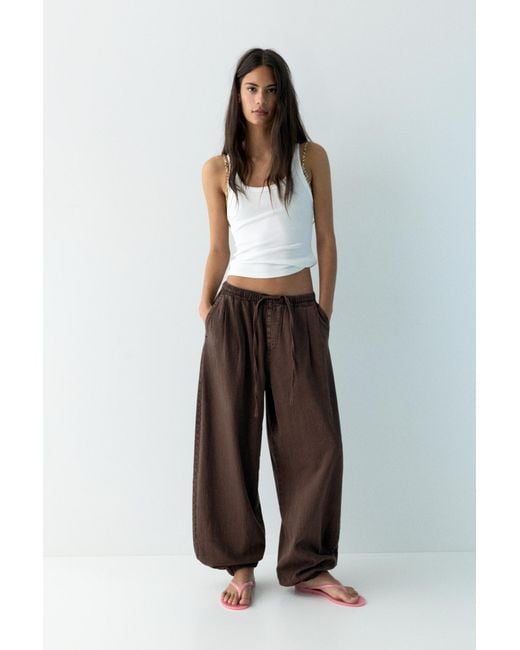 Pull&Bear Brown Pumphose Mit Gummizug