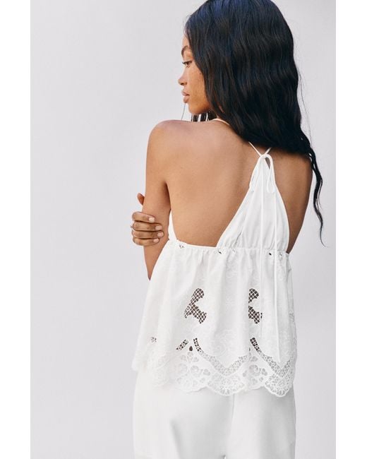 Pull&Bear Natural Swiss Embroidery Top