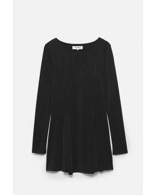 Pull&Bear Black Short Cupro Dress With A Flowing Hem