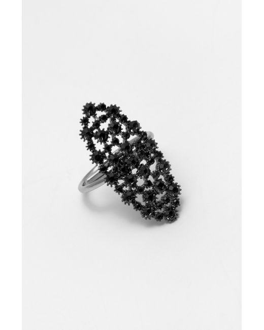 Pull&Bear Black Large Jewel Ring