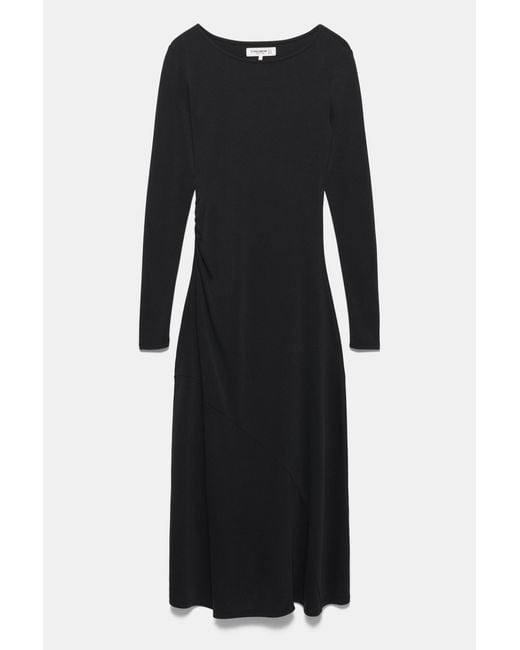 Pull&Bear Black Fluid Draped Midi Dress