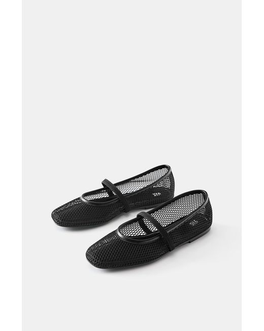 Pull&Bear White Ballerinas Aus Mesh