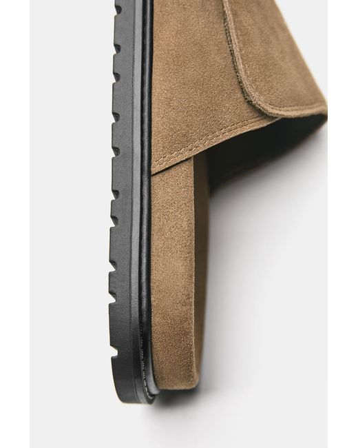 Pull&Bear Brown Flat Leather Sandals for men