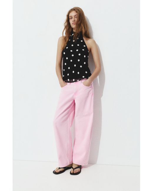 Pull&Bear White Polka Dot Halter Top