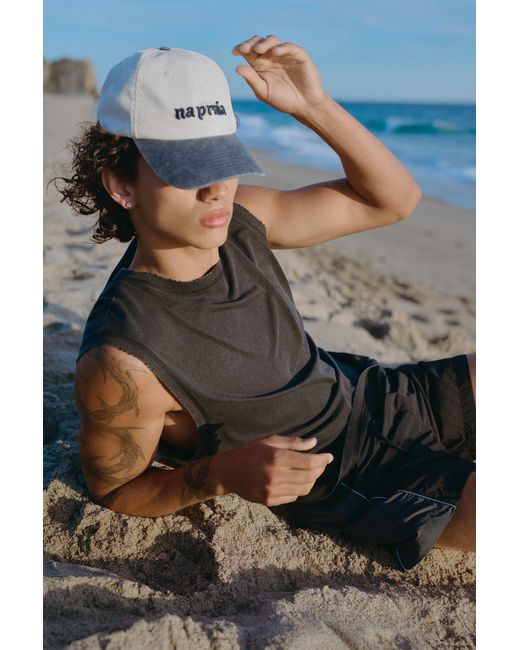Pull&Bear Blue Panelled Swimming Trunks for men